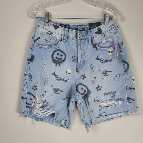 Wild Fabel High-Rise Doodle Bermuda Shorts Size 6 - Picture 4 of 9